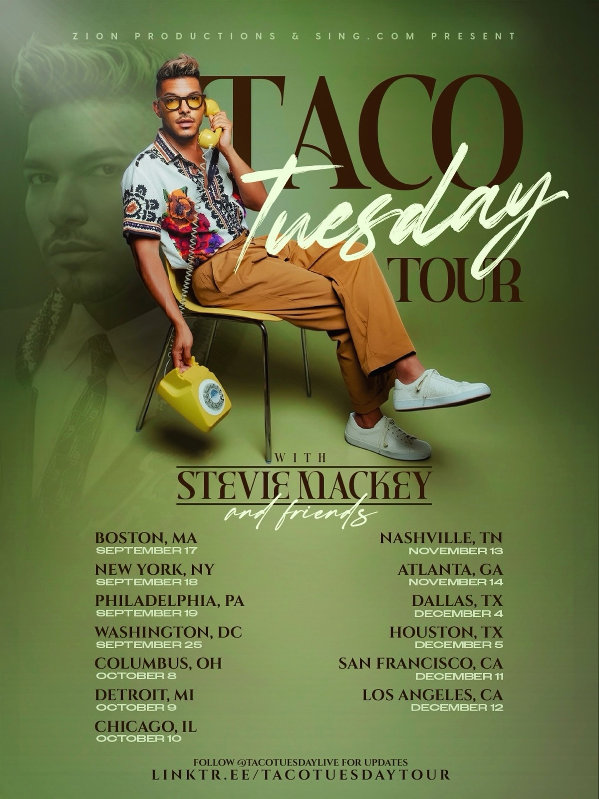 Taco Tuesday Tour poster, Stevie Mackey and friends, 13 cities